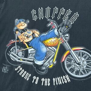 Vintage Y2K 2003 Popeye Chopper Motorcycle T-Shirt Biker Tee / Men’s Large -